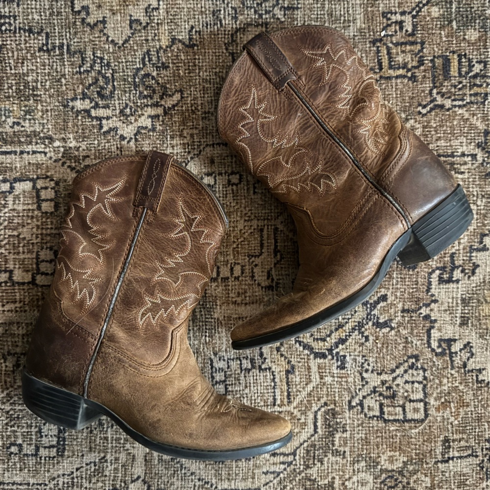 ARIAT Kids Heritage Western Cowboy Boots Sz 1 Brown Leather Girls Boys 10001825